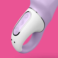 Satisfyer Vibes Charming Style Recargable displayed with its magnetic charging cable and discreet storage pouch
