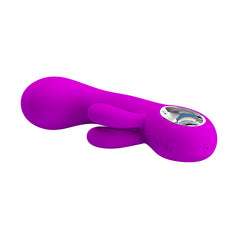 Vibrador Valentine Pretty Love - Pink silicone vibrator with heart-shaped handle and 10 different vibration settings