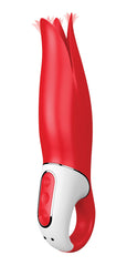 Close-up image of the SATISFYER VIBES POWER FLOWER, a sleek and powerful vibrator designed with a unique floral shape and stimulating vibrations