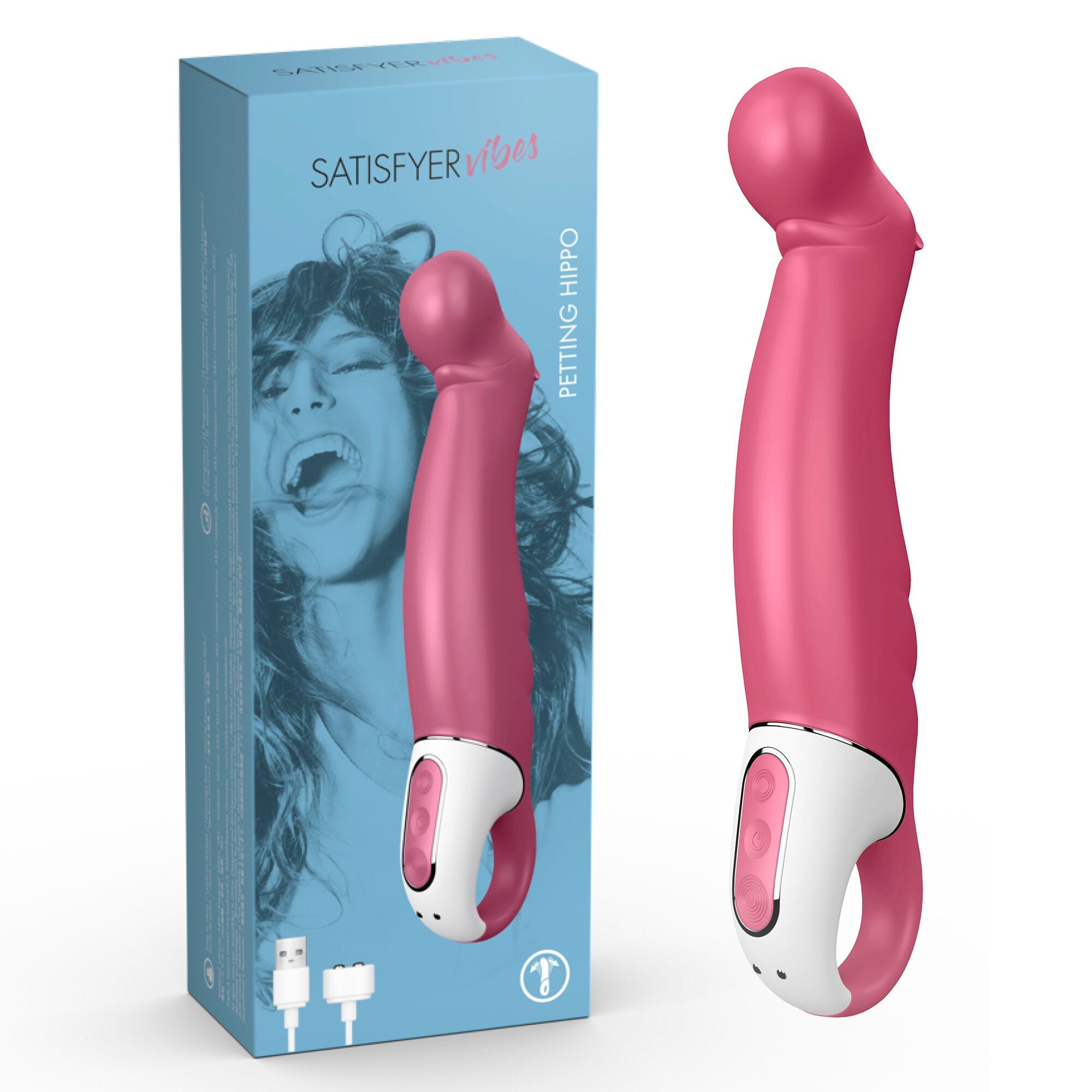Rechargeable Satisfyer Vibes Petting Hippo, a powerful and waterproof vibrator