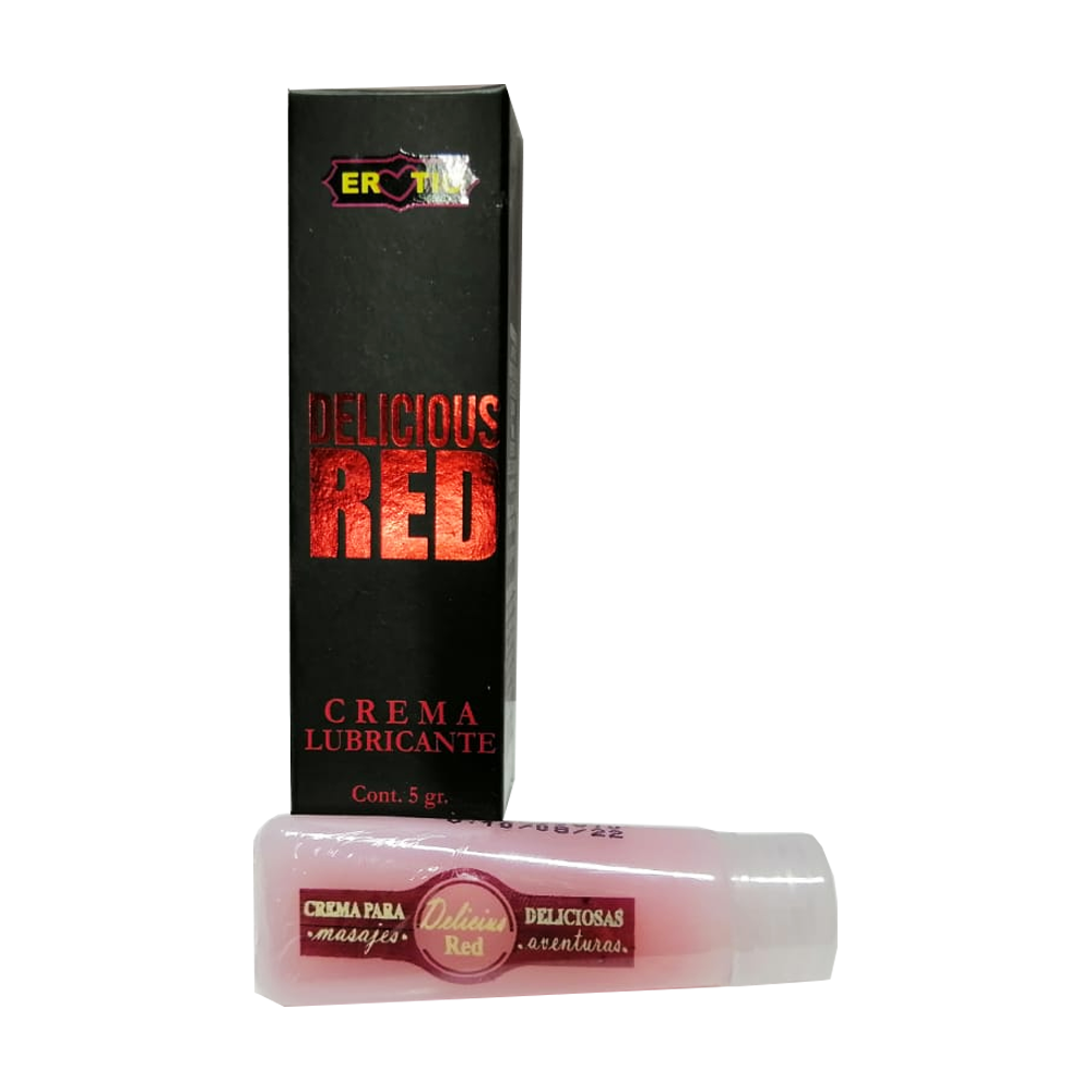 Crema Anal Delicious Red product in a sleek, red packaging with enticing design
