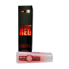 Crema Anal Delicious Red product in a sleek, red packaging with enticing design