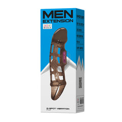 Black vibrating penis sleeve with textured surface for enhanced stimulation during intimacy for men