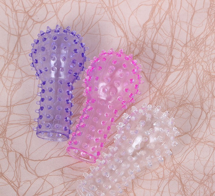 Colorful knitted fingerless gloves with point pattern in red and white