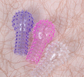 Colorful knitted fingerless gloves with point pattern in red and white