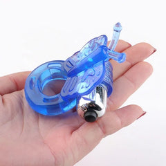 Silicone butterfly shaped vibrating ring for hands-free pleasure and stimulation