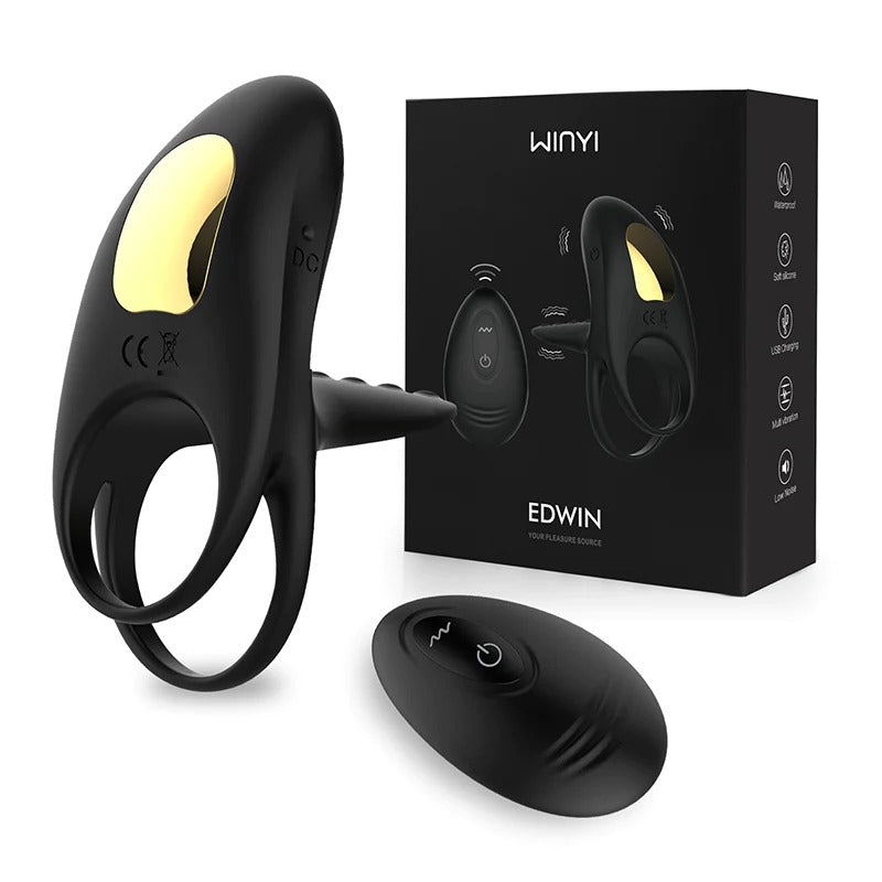 Anillo vibrador Winyi Edwin in purple, made of silicone material