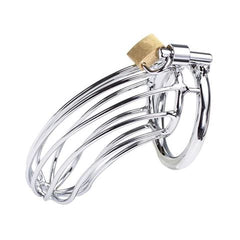 High-quality stainless steel chastity cage, the Funda De Castidad Omega, designed for secure and comfortable male chastity