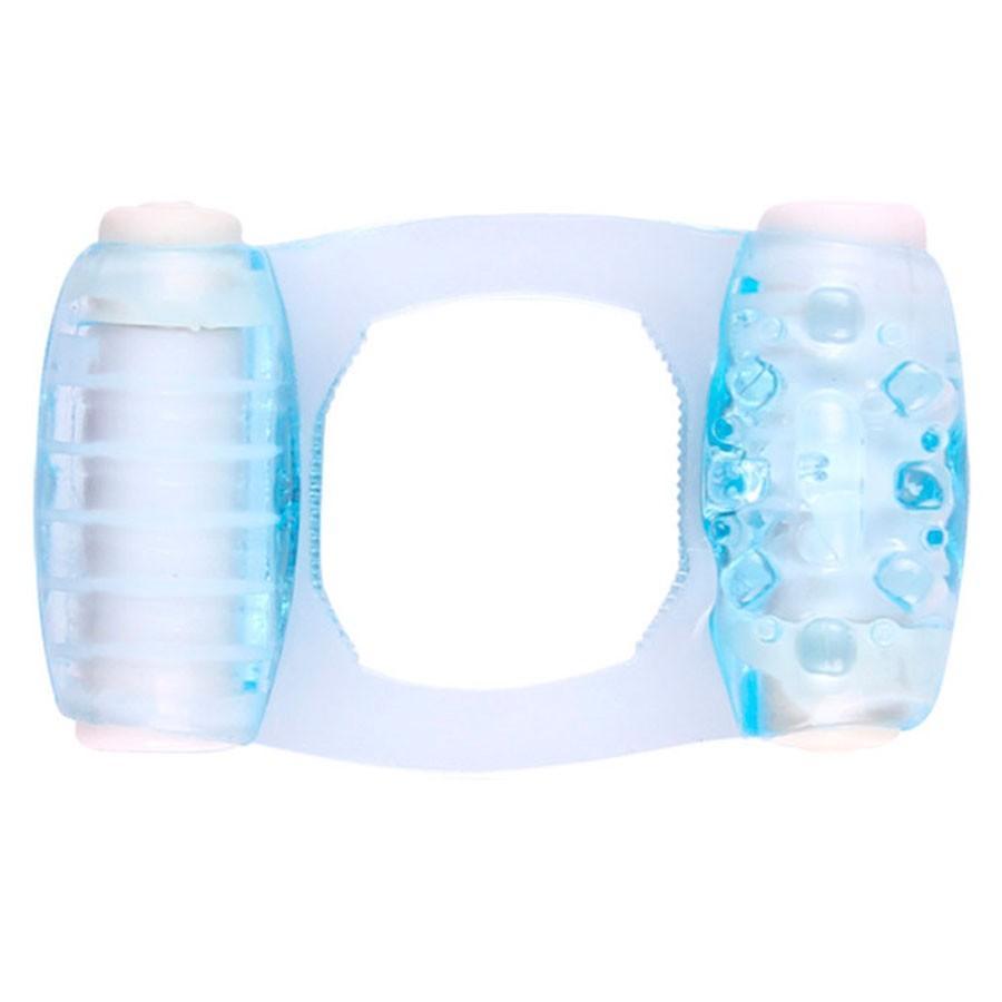 Double vibrating ring with textured surface for enhanced pleasure