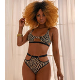 Stylish black and white zebra print two-piece outfit for women