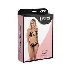 Elegant matching lingerie set featuring a delicate bralette and high waisted panties with intricate lace and sheer fabric