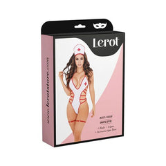 Disfraz de enfermera Lerot con estetoscopio y guantes blancos