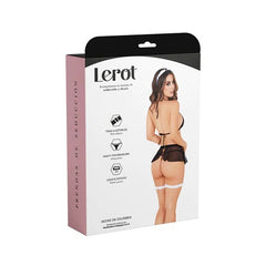 Disfraz Mucama Lerot con accesorios de plumeros y medias a rayas