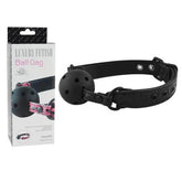 Ball Gag Freya in black leather with adjustable straps and metal buckle