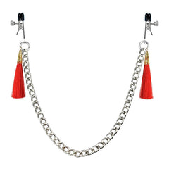 Close-up of Tassel Nipple Clamp with Chain on White Background