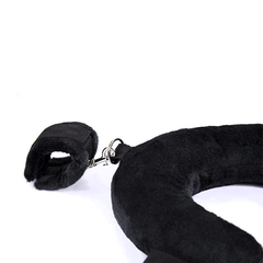 Black sex pillow with ankle restraints for exciting and intimate experiences