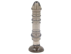 Black silicone anal plug with flared base and curved design for comfortable and secure insertion and removal