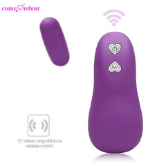White plastic egg-shaped remote control with buttons and antenna