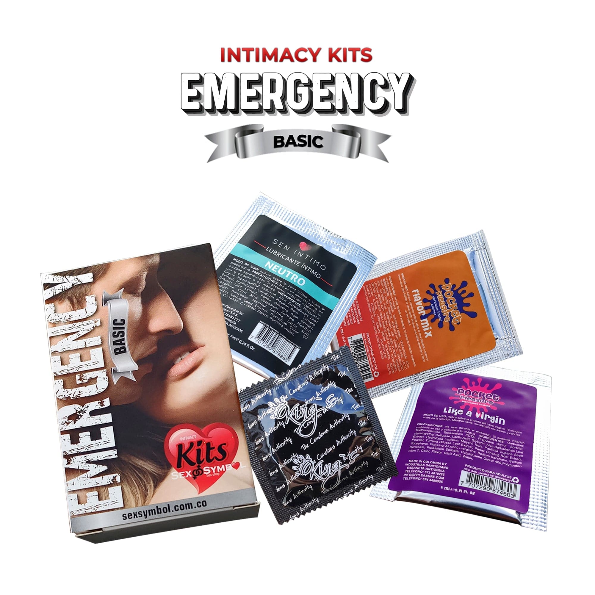 Emergency basic kit with essential supplies for survival and first aid