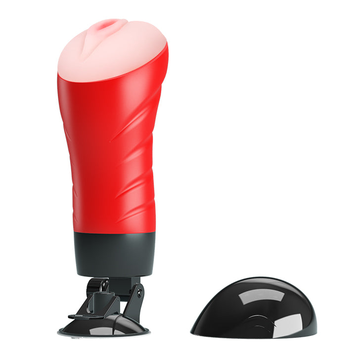 VAGINA TERMO DELIA: A pink, silicone menstrual cup with a stem and ribbed base for comfortable, leak-free protection during periods