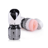 VAGINA WHITE - BLACK POCKET realistic pocket-sized vagina masturbator with textured inner walls