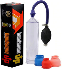 Black and silver handheld vacuum pump for improving men's sexual health