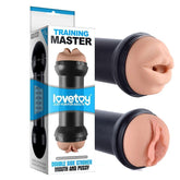 Training Master Mouth and Pussy realistic male masturbator with textured inner tunnel and lifelike features for realistic oral and vaginal stimulation