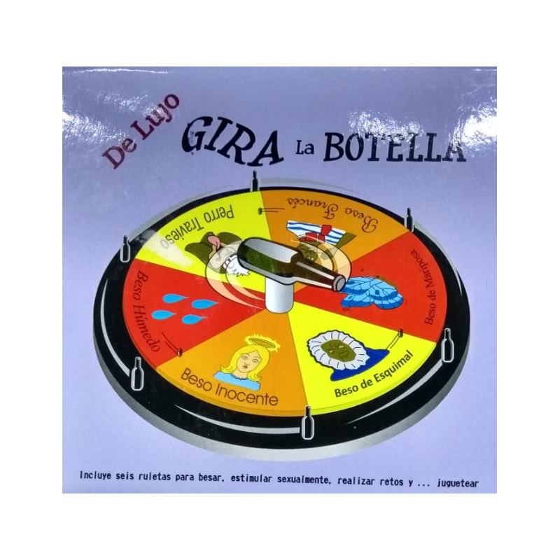 Erotic game Gira la Botella with spinning bottle and playful couple