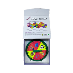 Colorful adult board game titled 'JUEGO EROTICO GIRA LA BOTELLA' with rotating bottle, perfect for spicing up intimate moments