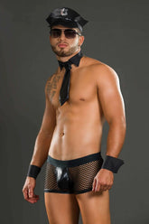 Disfraz Masculino Policía Capitano Di Polizia - Negro costume for men with black police uniform, hat, and accessories