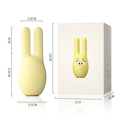 Rechargeable rabbit vibrator with curved shaft and flexible clitoral stimulator