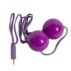 Close-up of multi-speed dual balls sex toy with textured surface and remote control
