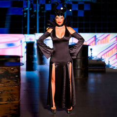 Sexy Malefica S/M costume with black lace and corset detail, perfect for Halloween or role play