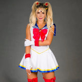 Sailor Moon action figure with blue skirt and red bow