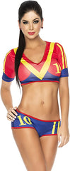 High-quality Disfraz Futbolista España costume with realistic soccer player details, including jersey, shorts, and accessories for a complete look
