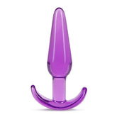Black silicone butt plug with jeweled base for anal play