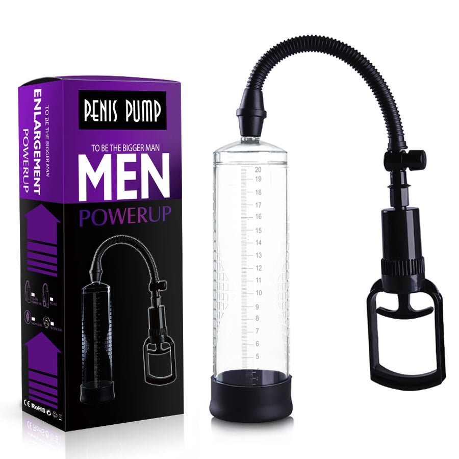 Vacuum penis pump for men with transparent cylinder and pressure gauge