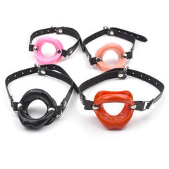 BALL GAG LIPS: Red silicone ball gag with luscious lips design