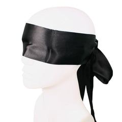 Silk black tie blindfold scarf with luxurious soft texture and adjustable fit