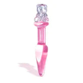 Adorable brown plush teddy bear with a colorful butt plug accessory