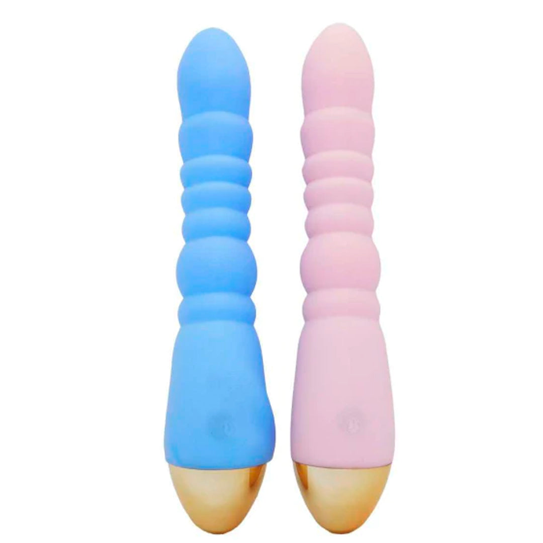 Bead-shaped vibrator with multiple speed and rotation settings for stimulation