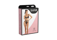 Beautiful black lingerie set featuring lace details and matching bra and panties