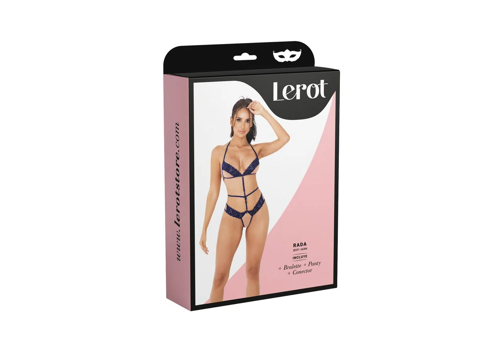  Conjunto de lencería sexy azul con sujetador y braguita a juego