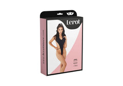 Black body shaper with adjustable straps and lace detail by Lerot