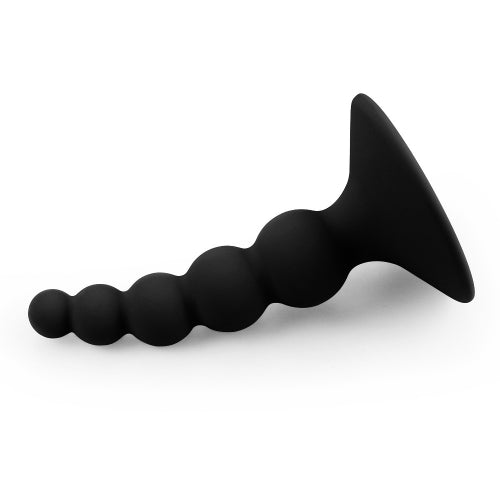 Black silicone anal beaded lure me plug with flared base