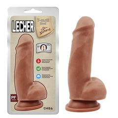 Dildo Lecher Latin in realistic skin color with veiny texture and suction cup base for hands-free play