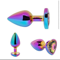 Colorful heart-shaped anal plug with a shimmering and radiant finish