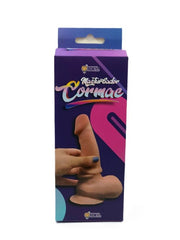  Close up of a black dildo Cormac with a strong suction cup base