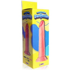  Woman using the Dildo Benjamin in a comfortable and intimate setting, experiencing powerful and intense orgasms with the realistic and satisfying design