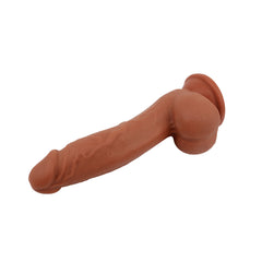 Dildo negro con base de succión para usar en diferentes posiciones y lugares